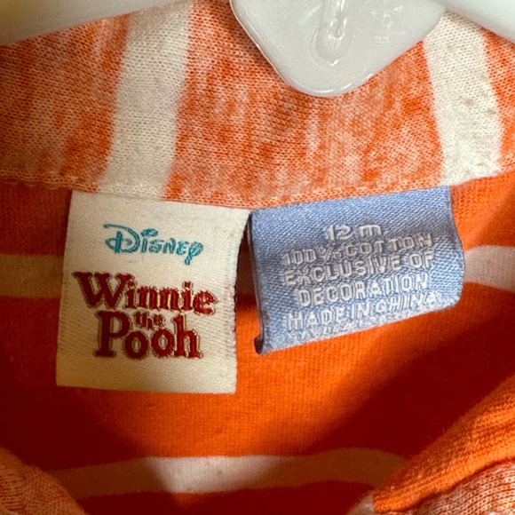 Disney Winnie the Pooh Tigger Orange and White Stripe Shirt Size 12 month - Picture 3 of 4